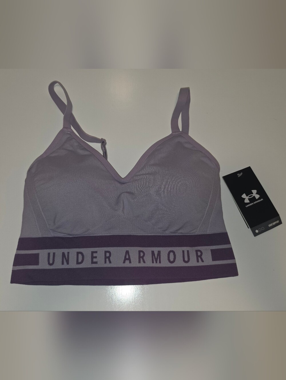 NWT Under Armour Seamless Light Support Sports Bra Purple Large - Picture 5 of 9